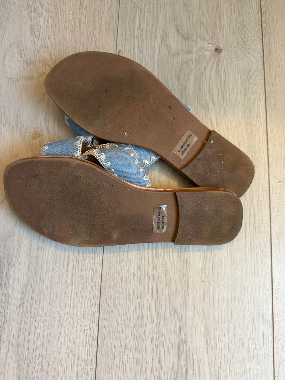 DV by Dolce Vita Denim Crisscross Slide Sandals - Blue & Tan - Picture 4 of 4